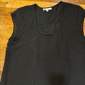 DR2 Swiss Dot Black Sheer Cap Sleeve Blouse